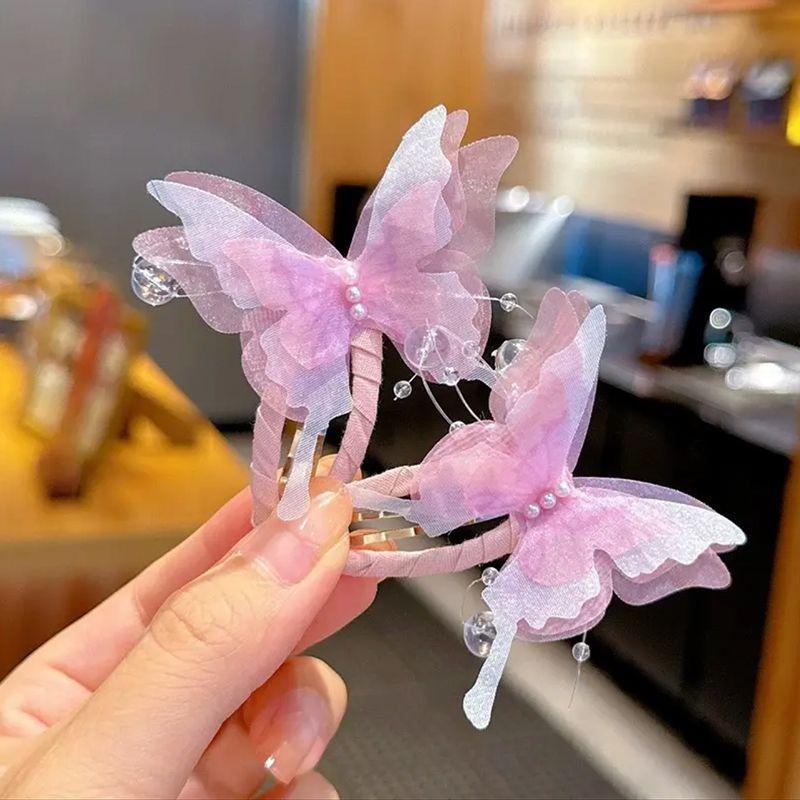 

2 шт./набор Детские красивые градиентные заколки для волос BB в виде бабочек, Крылья бабочки, Аксессуары для волос принцессы, Заколки для девочек, Не повреждающие волосы