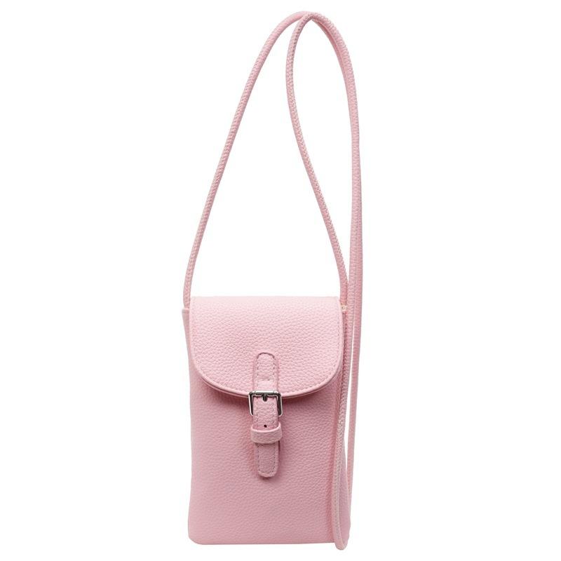 Spring and summer niche simple dopamine color lychee pattern mobile phone bag versatile commuter messenger bag bag female