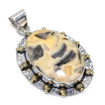Natürlicher Crazy Lace Achat Stein 925 Sterlingsilber Zweifarbig Anhänger 2.25" r7L80