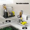 Kitchen Sink Caddy Organizer 304 Stainless Steel Sponge Soap Brushes Dispenser Holder with Rag Rack
