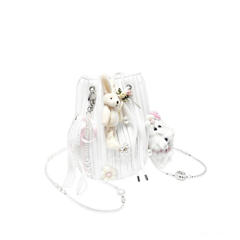 Dior Tasche [Maßgeschneiderte Kosmetiktasche] Leinwand Weiße Gardenie Tausend Gold Romantik Sanfte Kette Nische Mädchen Mode Atmosphäre Vielseitig Elegant Niedlich