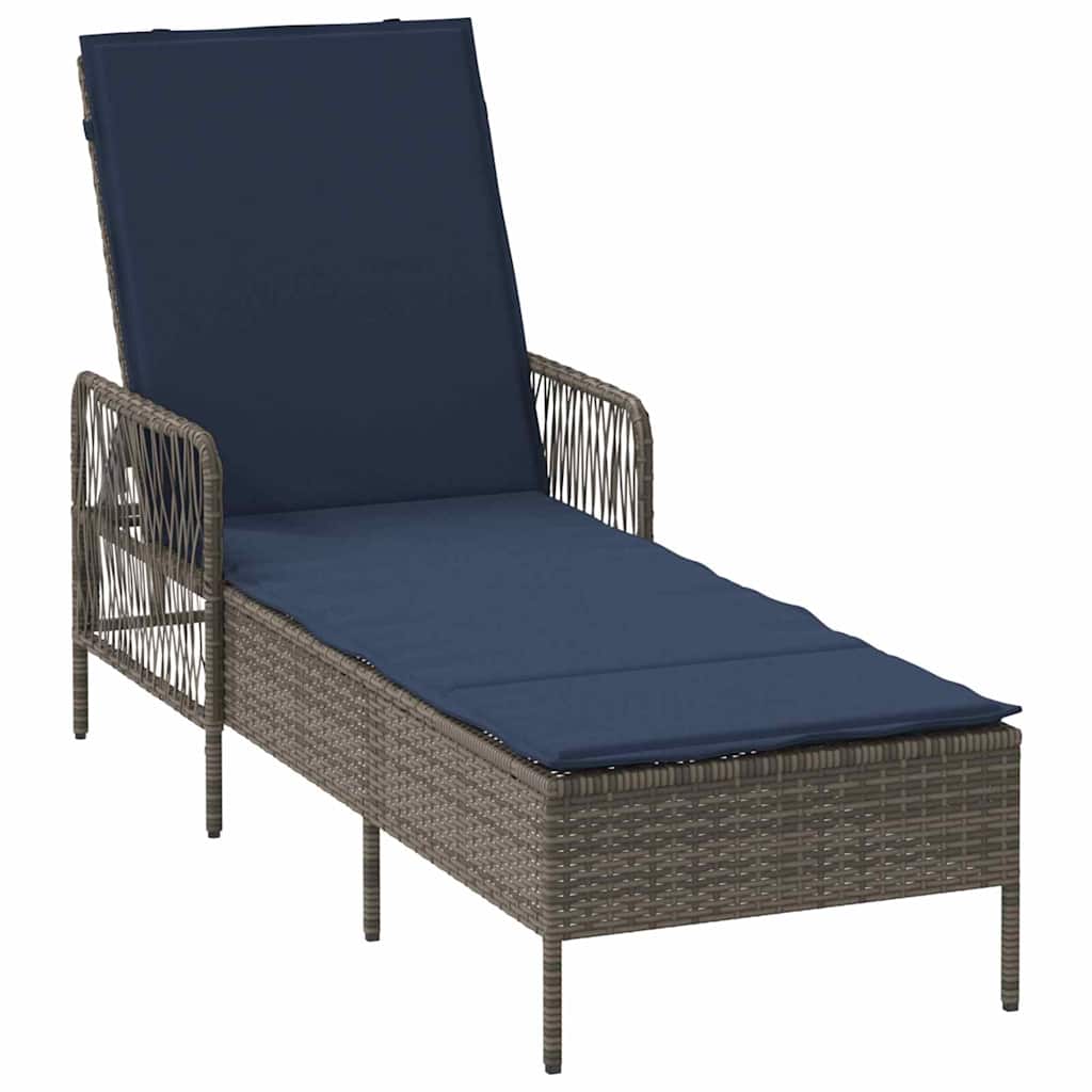 Sun Lounger Set 3 pcs Gray and Navy Blue 200 x 55 x 92 cm