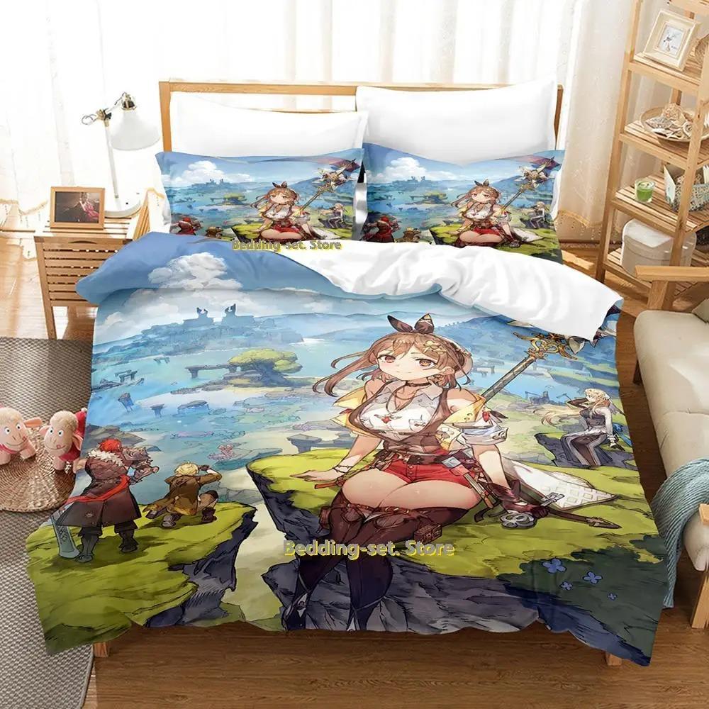 New Atelier Ryza Bedding Set Single Twin Full Queen King Size Bed Set Adult Kid Bedroom Duvetcover Sets Anime Parure De Lit Bed