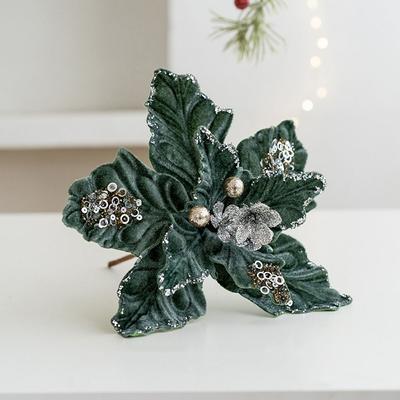 22cm Christmas Glitter Flower DIY Simulation Artificial Poinsettia Flower Realistic Hanging Christmas Tree Decorations