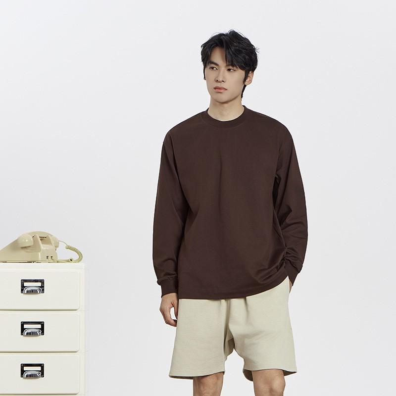 260g Cotton Long Sleeve T-Shirt Men Women Casual Loose Fit Round Neck Top All Season Wear