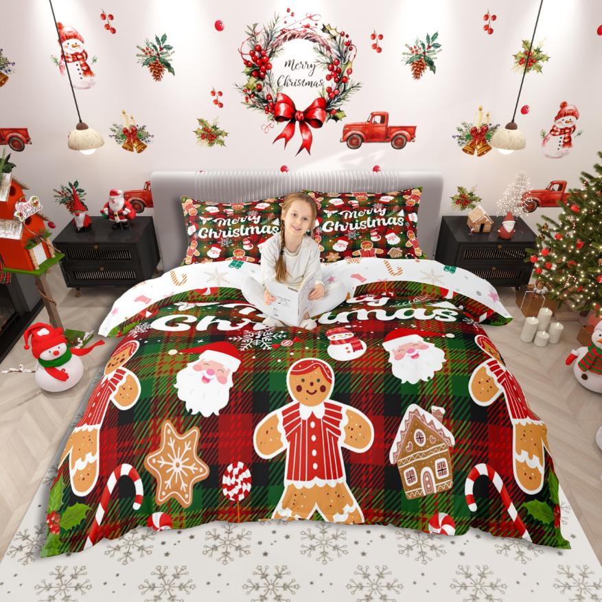 

Homewish Western Farmhouse Cabin Duvet Cover SetCute Christmas Snowman Bedding SetRed Farm Truck Bed Set For Teens EU Single(135*200cm)3pcs