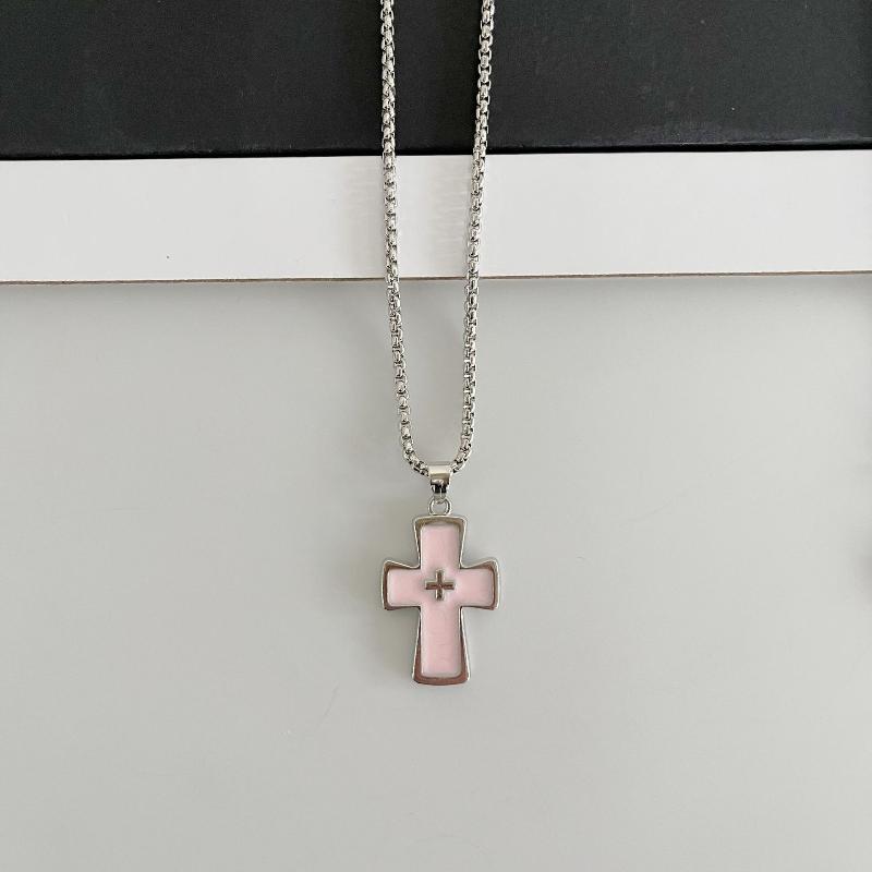 Cool Dopamine Religion Cross Pendant Necklace Niche Design All-Match Baptism Clavicle Necklace