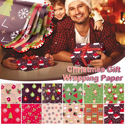 1PCs ( 70cmX50cm, 3.77 Square Feet)Single-sided Christmas Wrapping Paper, Classic And Other Patterns