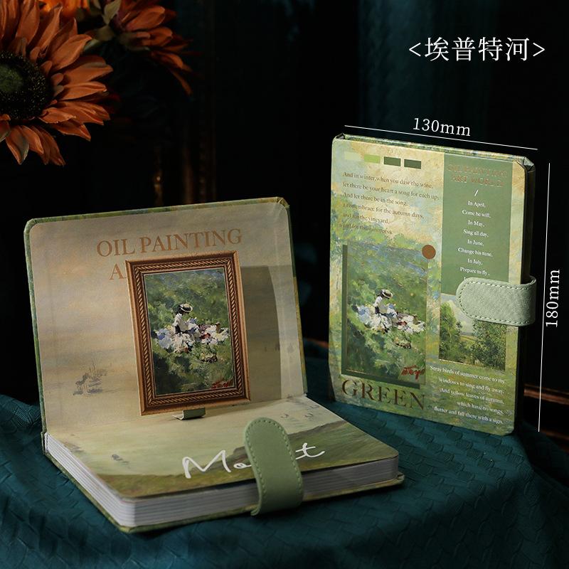 Factory Direct Price Cross-Border Retro Oil Painting Journal Gift Box Set-Exquisite Notebook Souvenir for Gift (as the picture,None)