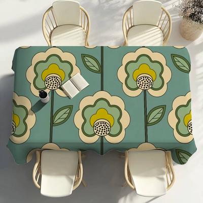 O-Orla Kiely Flower Party Decor Dining Room Home Kitchen Patios Waterproof Stain-Proof Table Cloth