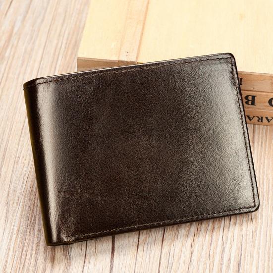 Men Faux Leather Wallet Large Capacity Bi-fold Short Wallet Vintage Minimalist Business Casual Credit Card Holder Front Pocket Wallet