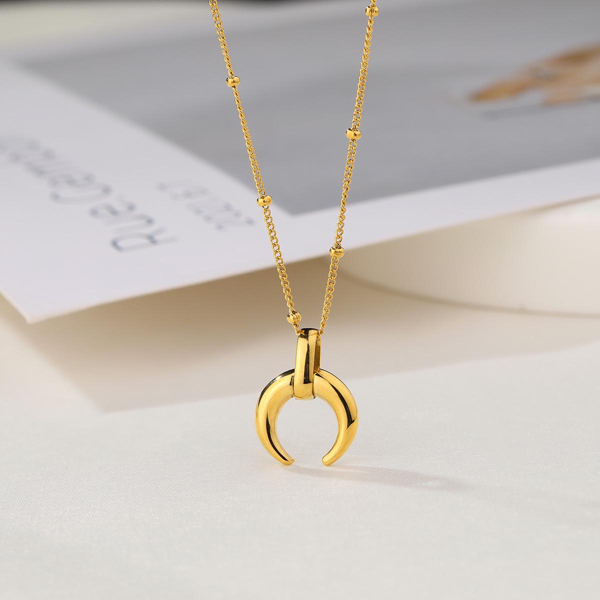 

Ожерелье из нержавеющей стали с подвеской в виде полумесяца в стиле INS для женщин 100% Titanium Steel золотой