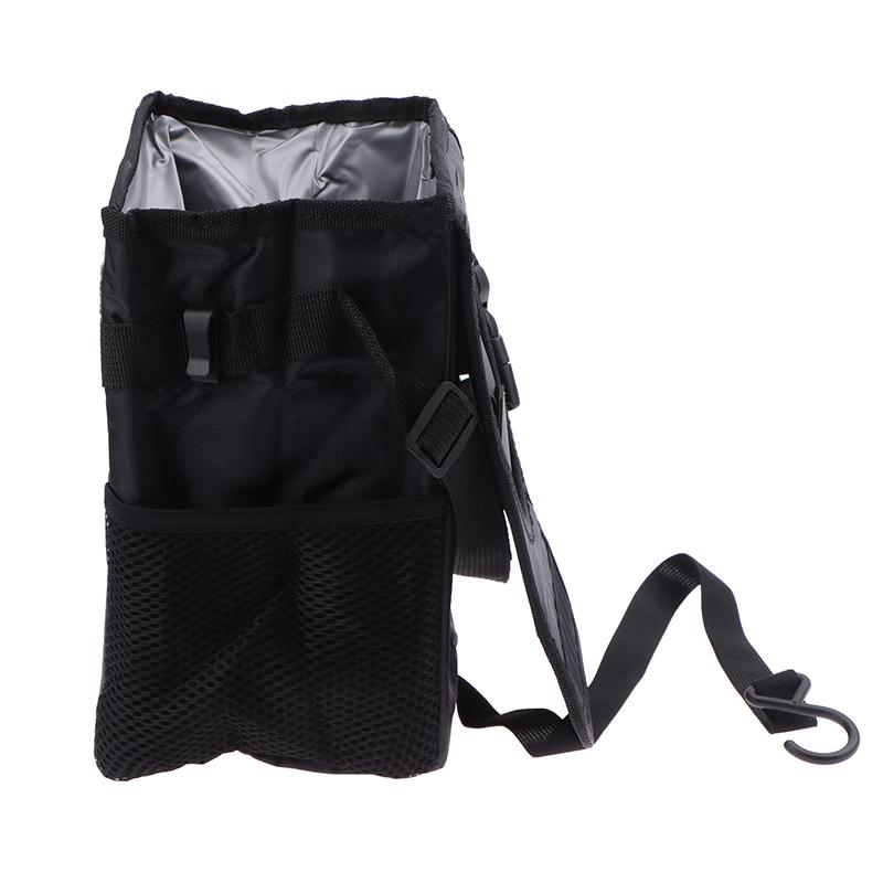 Car Trash Can With Lid Car Trash Bag Hanging With Storage Pockets Collapsible And Portable Car Garbage Bin