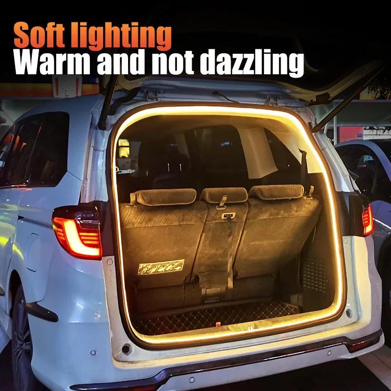 Tira de Luz LED para Maletero de Coche Detección Automática Iluminación de Maletero de Alto Brillo Luz Ambiental Decoración Interior Tira de Luces de Portón Trasero Universal para SUV/MPV