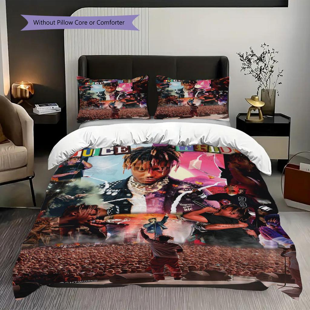 Juice Wrlds Legacy Artistic Expression Emotion Three-piece set (1 * duvet cover + 2 * pillowcase, without core) 2D Flat Soft and comfortable