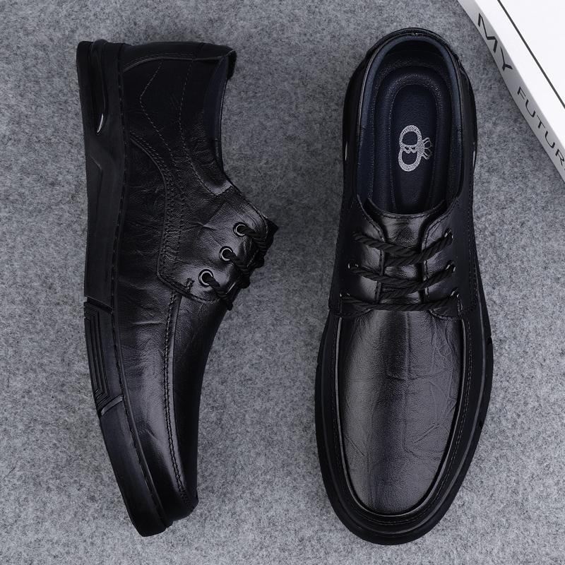 FashionGenuine Leather Men's Casual Shoes British Style Male Dress Sneakers New Trendy All-match Business Shoes Formal Dress Footwear