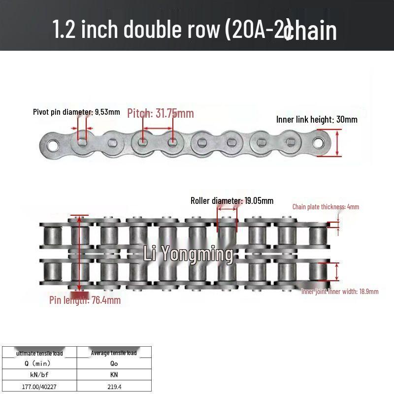 Double Row Industrial Transmission Chain with Single Row Sprocket for Large Chains
