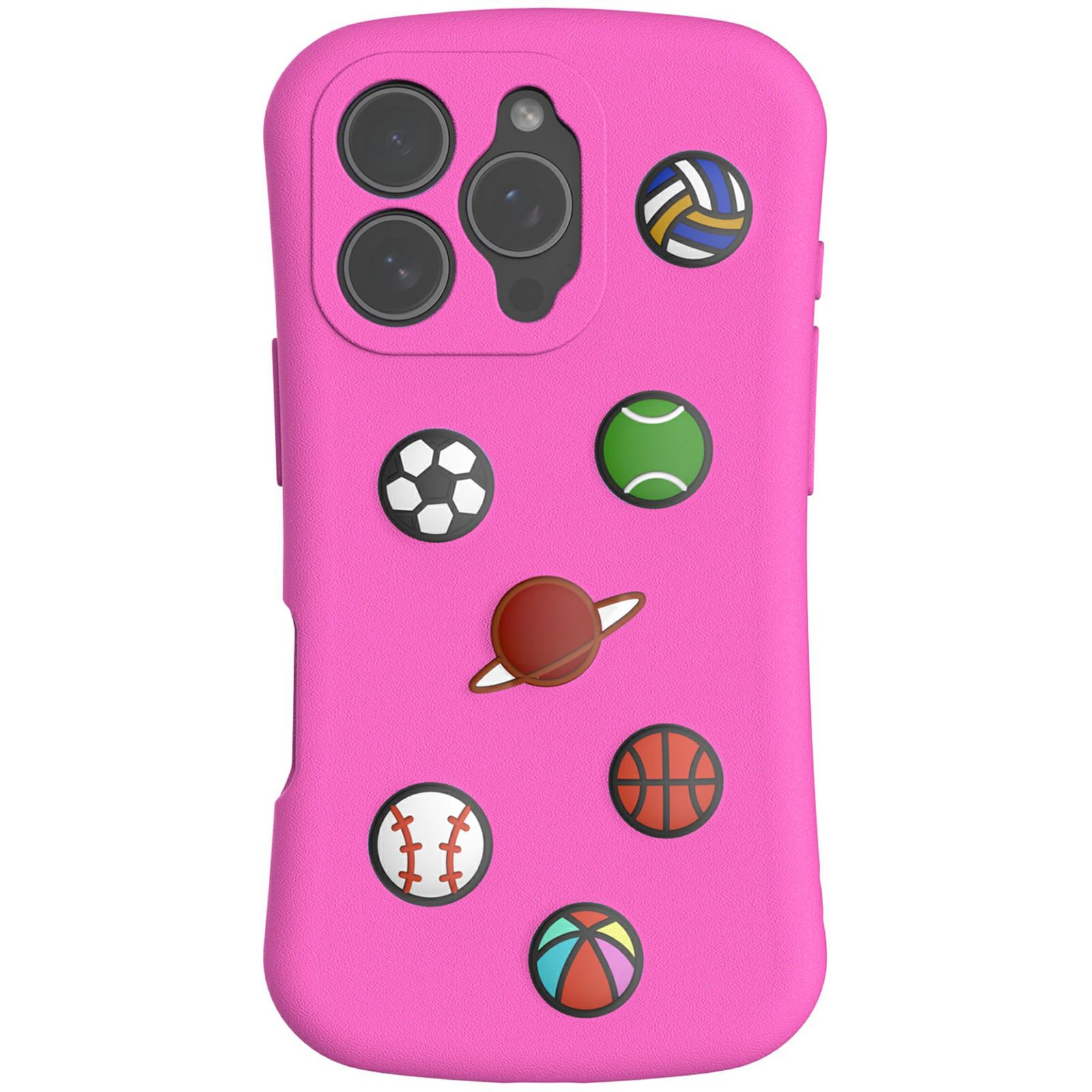 

For iPhone 16 Pro Case Galaxy Series Pattern EVA Anti Drop Phone Cover Rose