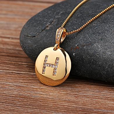 Nidin Top Quality Women Girls Initial Letter Necklace 26 A-Z Charm Neck Pendants Copper CZ Jewelry Personal Gifts Wholesale