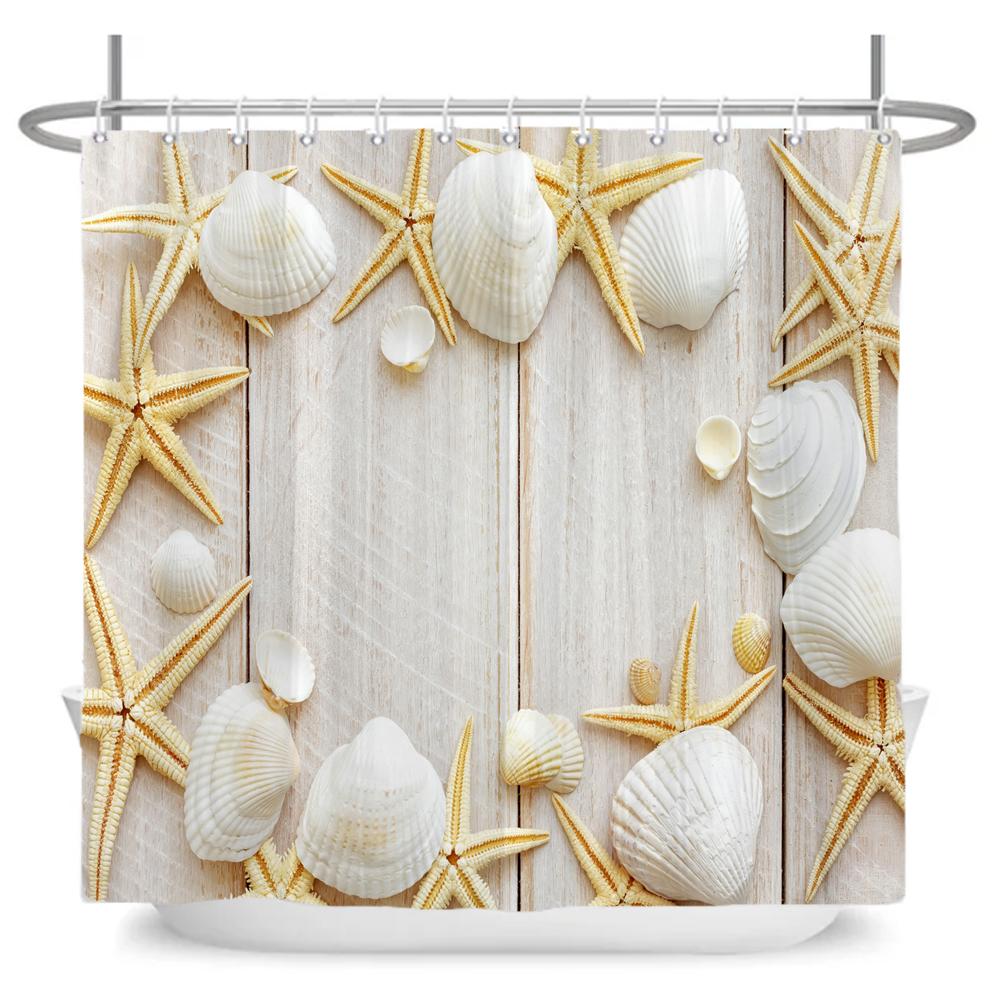 ocean beach shell Print bathroom waterproof shower curtain shower curtain modern polyster home decor bathroom curtain with hooks