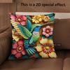 2D Boho Tropical Hummingbird Floral Throw Pillow Covers Pattern Cushion Cover Suitable For Sofa Bedroom Car Pillow Cover