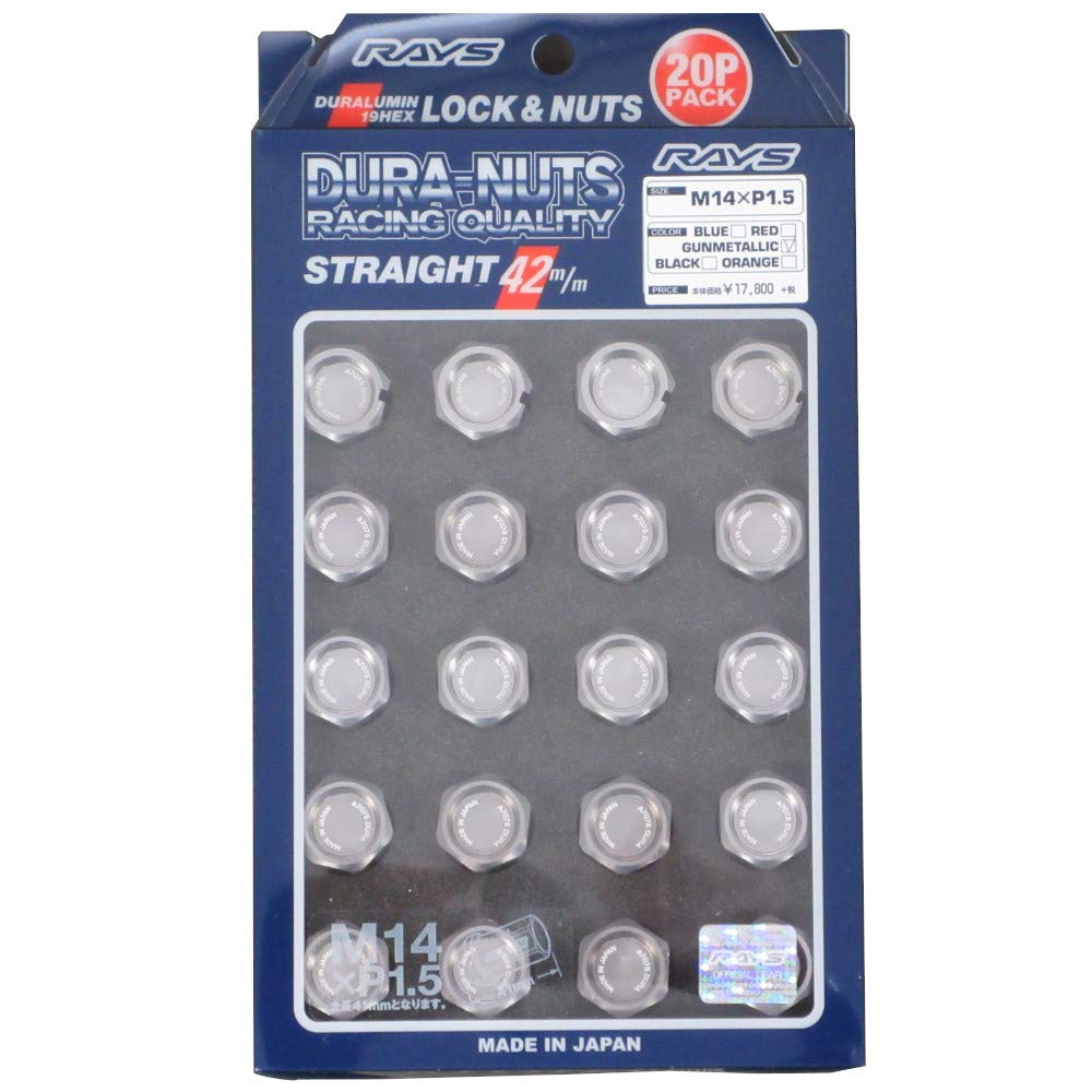

Набор дюралюминиевых гаек-секреток RAYS для L42 M14 x Gunmetallic 19 Набор из 74020001018GM и 5H, 1.5, Анодированные, Шестигранные, 20,
