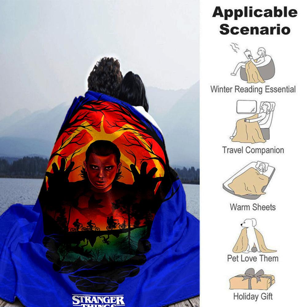 Stranger Things Upside Down Flannel Blanket Super Soft Warm Cozy Blanket For Sofa Bed Office Travel Allseason Home Decor Gift