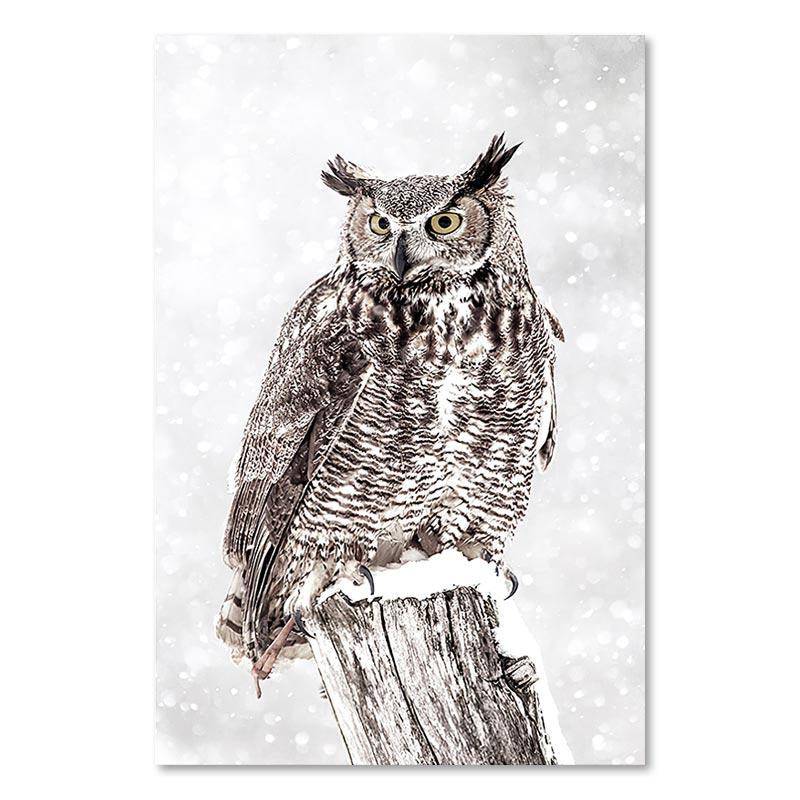 

Зимний снег, лес, олень, сова, солнечный свет, пейзажная живопись, скандинавский утренний пейзаж, холст, печать плакатов, художественные настенные панно, домашний декор 30x40cm No Framed