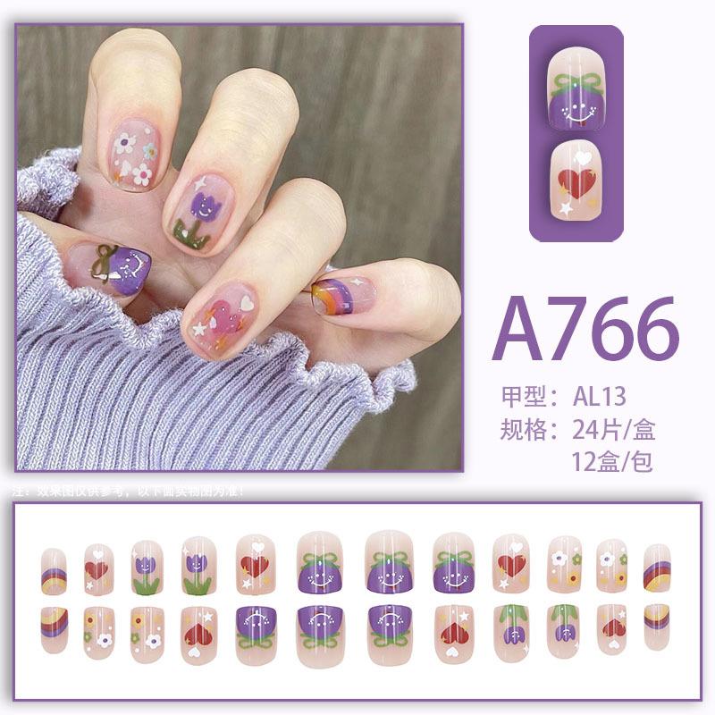 24 teile/schachtel Schnelle Nägel Verschiedene Schmetterling 3D Blumen Einfache Nail art Aufkleber Tragbare DIY Fertige Künstliche Nägel