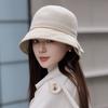 Retro Hepburn Wind Bucket Hat Lady Temperament Middle-aged and Young Autumn and Winter Foreign Style Mother Hat Warm Woolen Basin Hat