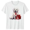 White Dog Heart Gift Valentines Day Holidays Graphic Unisex Tee