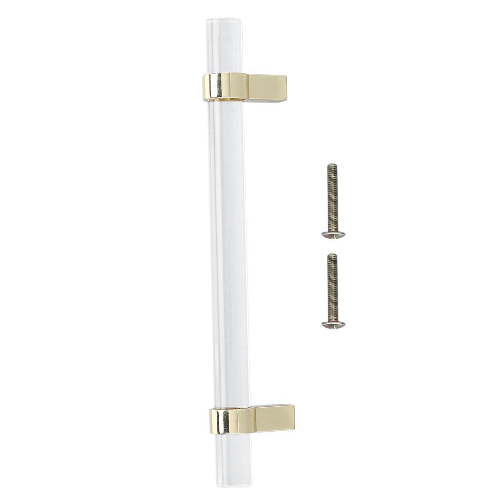Crystal Acrylic Handle Modern Transparent Drawer Pull Handle for Closets Bookcases Shoe Cabinet Hole Spacing128 Gold