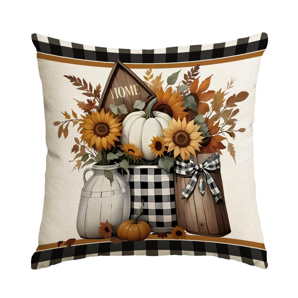 1/4pcs Autumn Thanksgiving Pillow Cover, Home Sofa Cushion Cover, Suitable for Bedroom, Room, Living Room (No Pillow Core)