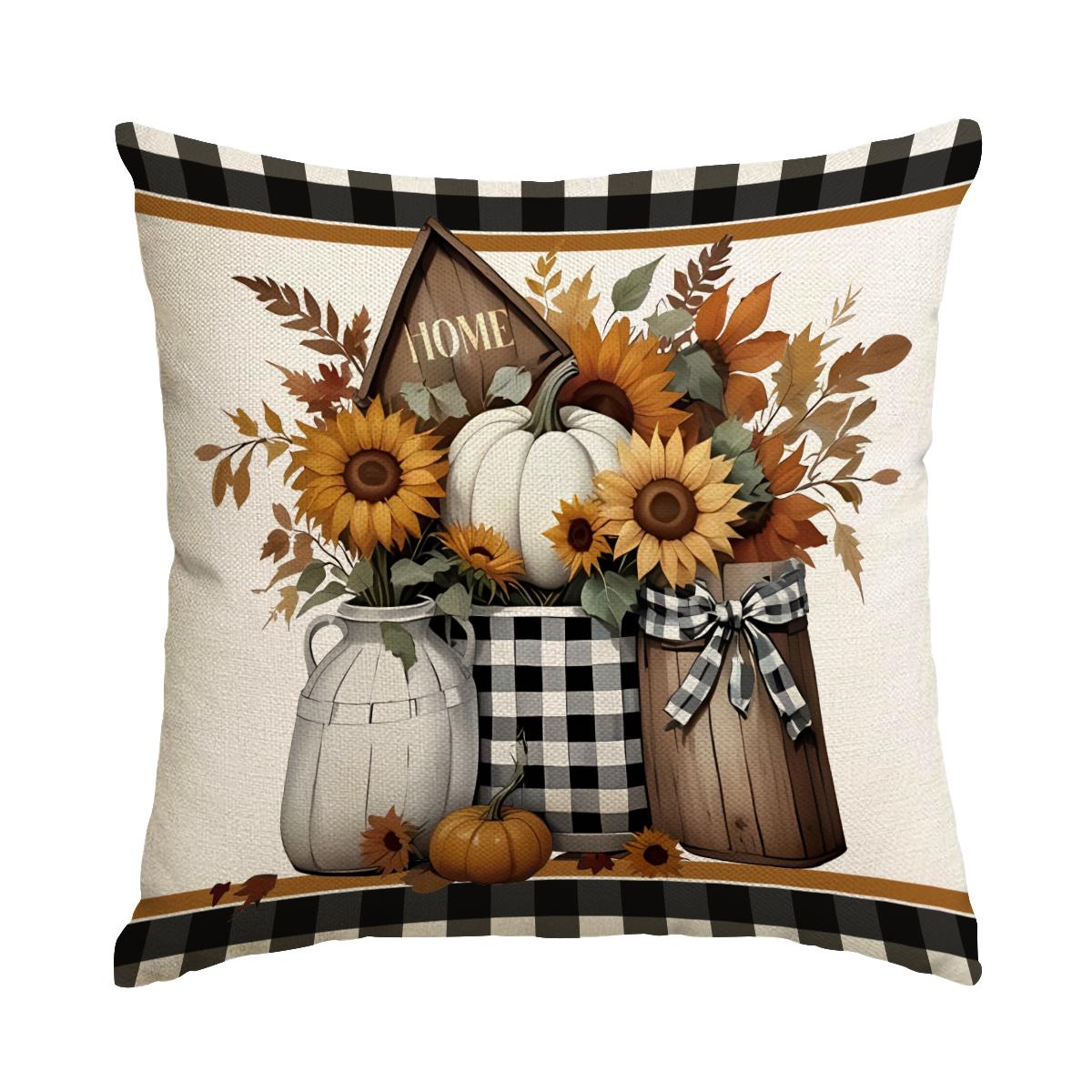 

1/4pcs Autumn Thanksgiving Pillow Cover, Home Sofa Cushion Cover, Suitable for Bedroom, Room, Living Room (No Pillow Core) 18x18Inch