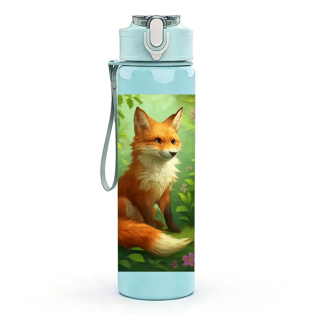 1pz Busto di Volpe Rossa Selvatica 750ml Plastica Colorata Borraccia Sportiva Tappo Flip-Top Anti-Goccia Per Sport Ufficio Uso Domestico
