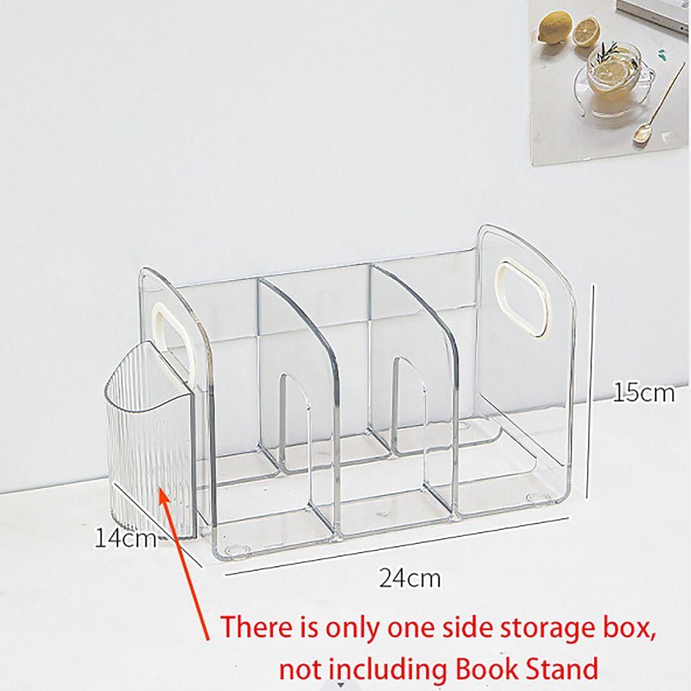 

Portable Clear Acrylic Bookends with Handle Desk Organizer Desktop Book Holder Divided Book Stand Student