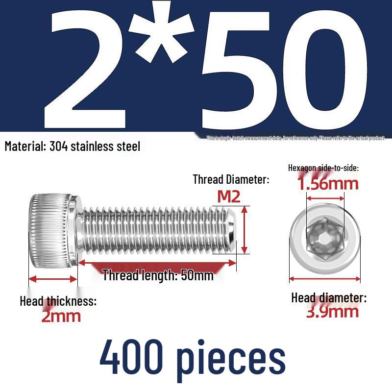 304 Stainless Steel Hex Socket Head Cap Screws, M2-M10, Extended Length