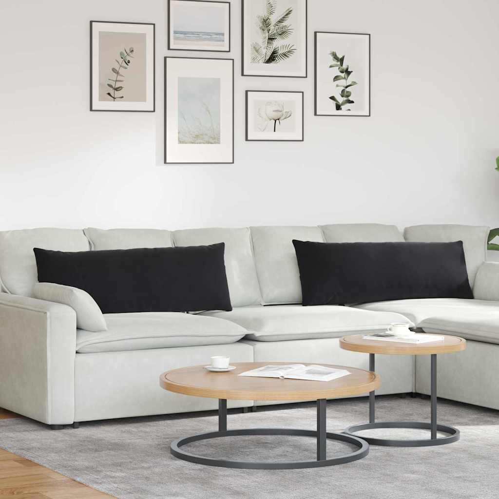 Sofa Cushions 2 Pieces Black 120 X 40 Cm Cord Fabric