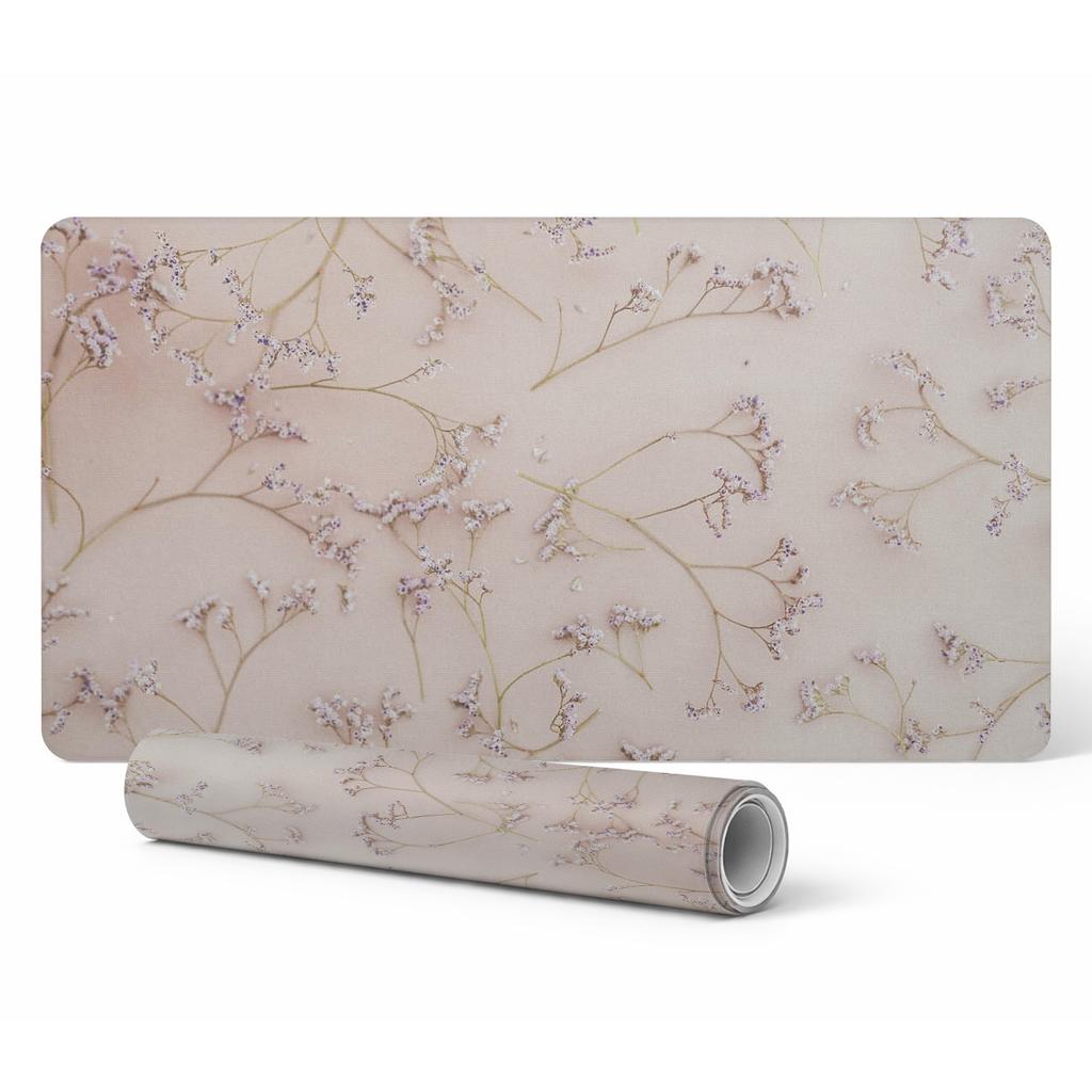 Protective Desk Mat with Print Delicate Flowers On Background 100X50 Cm