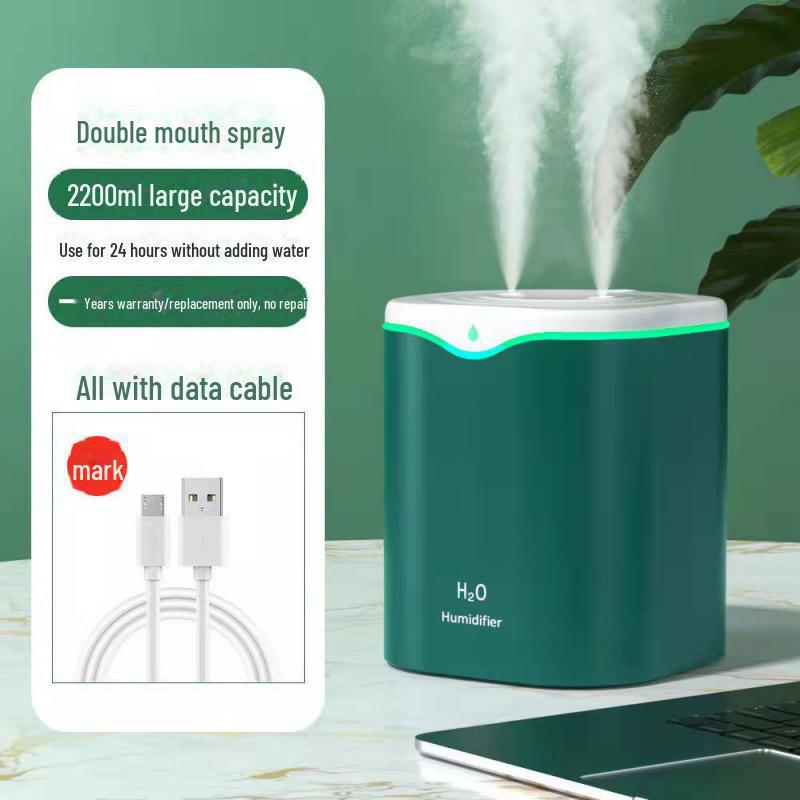 

USB-увлажнитель с двойным распылением: Тихий, большой объем тумана, ароматерапия для дома и спальни LD03 Water Drops 2000ml [Double Spray]