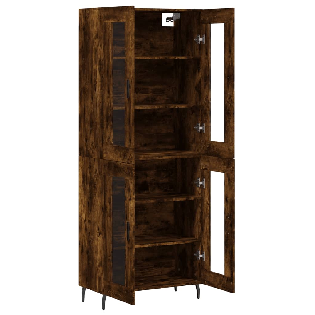 Vidaxl Witrynka Przydymiony Dąb 69,5X34X180 Cm Materiał Drewnopochodny