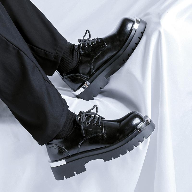 New High-quality Leather Trend Men's Shoes Leisure Luxury  Party Outdoor Activities Stroll Elevated Thick Soled Shoes