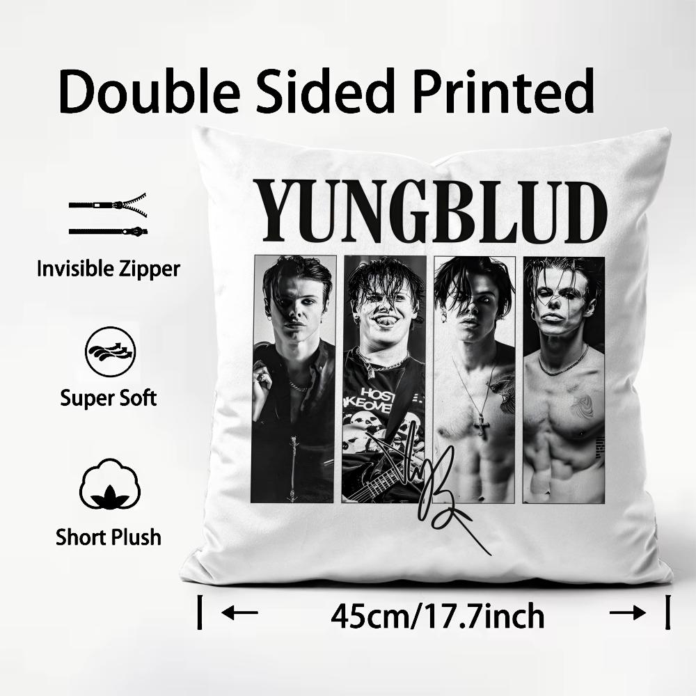 YYungblud Singer Cushion Cover Plush Fabric Soft DoubleSided Printed Sofa Warm Winter Home Child Gift Pillow Case