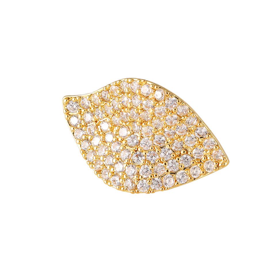 Exquisite Minimalist Full Inlaid Zircon Stud Earrings New Style Daily Leaf Earrings Fashion Women's Accessories