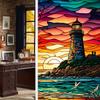 Colorful Retro Floral & Bird Static Cling Window Film - No Glue, Removable