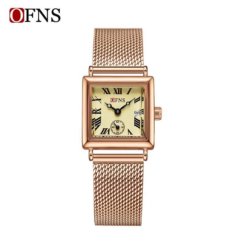 OFNS Women's Classic Luxury Retro Square Quartz Watch with Roman Numerals