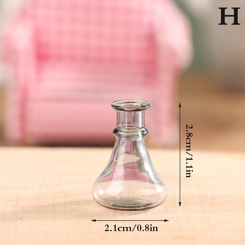 24 Styles 1/12 Lovely Miniature Dollhouse Glass Vase Mini Flower Vase for Doll House Furniture Decoration Accessories