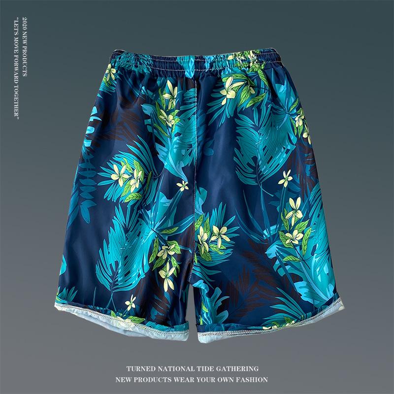 Men's Loose Plus Size Hawaiian Floral Beach Shorts - Quick-Dry, Trendy, Five-Point Design for Couples