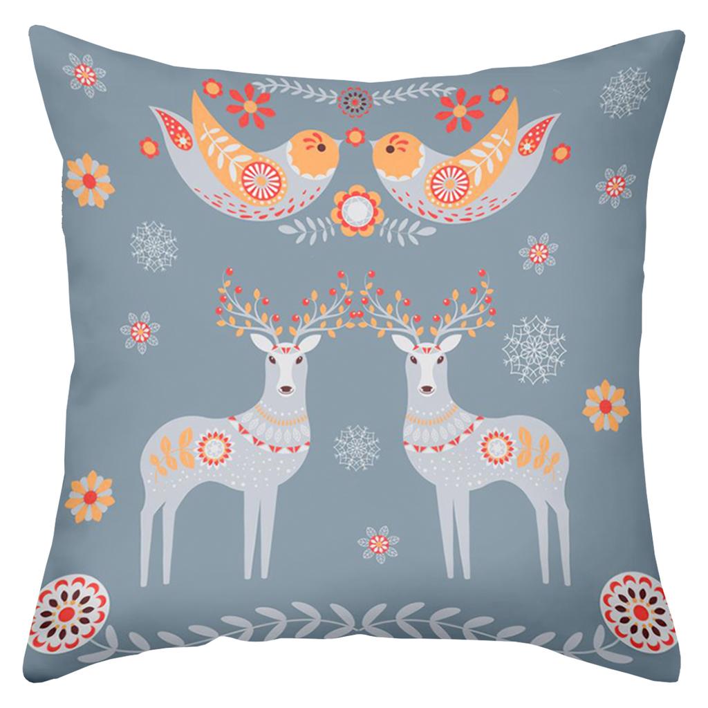 Christmas Decorative Pillows With Deer Fox Owl Bird Pattern Polyester Pillowcase, Sofa Decorative Cushion Cov Headboard Pillow