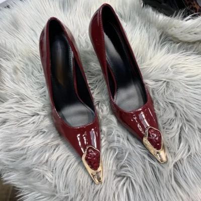 Luxury Super Pointed Toe Print Pumps Women Sexy Rhinestone Party Dress Shoes Elegant Office Stiletto Heels Designer High Heels